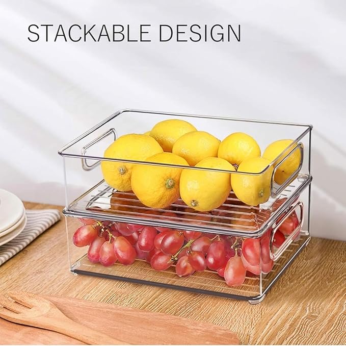 ZHOHO TANT 9 Pack Refrigerator Organizer Bins,3 Sizes Clear Pantry Storage with Handles for Fridge, Freezer, Shelves, Drawer, Bins, Snack Organizer for Home & Kitchen