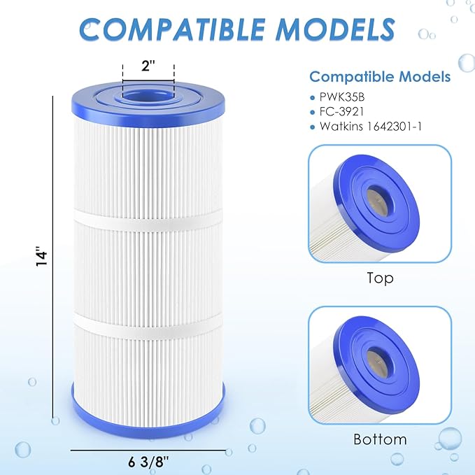 PACETAP Spa Filter Replacement for PWK35B Fit for Watkins Hot Springs Limelight Series, 2 Pack Hot Tub Spa Filter Cartridge Compatible with Watkins 1642301-1, 78161, 78286, Filbur FC-3921