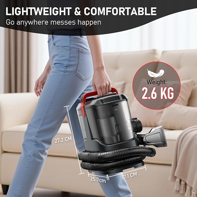 C9 Portable Carpet & Upholstery Cleaner Machine, Spot and Stain Deep Cleaner with Remover Formula for Pets,Stairs,Couch Area Rugs,Upholstery,Car Seat