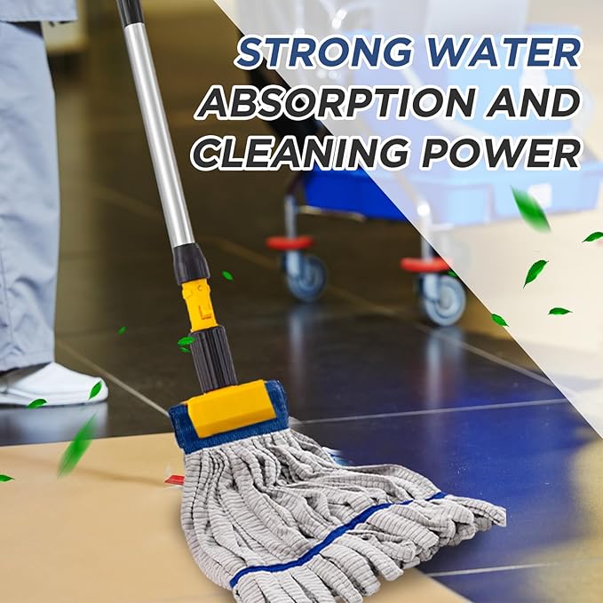 Hushee 12 Pack Large Microfiber Tube Mop Heads 18 oz Heavy Duty Commercial Industrial Wet Mop Head Refill Reusable Machine Washable Looped End Mopheads for Hardwood, Tile, Laminate Floors (Grey)