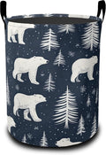 Cartoon White Bear Laundry Basket,Tree Large Canvas Fabric Lightweight Storage Hamper Organizer Dirty Clothes Collapsible Waterproof for College Dorms,Bathroom