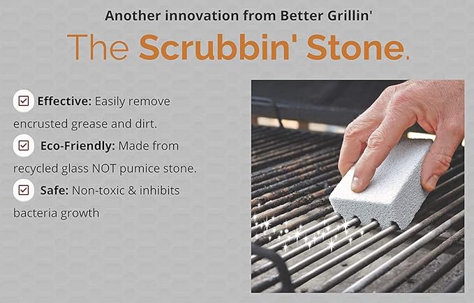 Better Grillin Scrubbin Stone Grill Cleaner-Scouring Brick/Barbecue Grill Brush/Barbecue Cleaner for BBQ, Griddle, 3pk