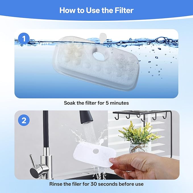 20 Packs Replacement Filters for Dockstream Cat Water Fountain PLWF005 PLWF115 PLWF105, Triple Filtration System Replacement Filters for 2.5L/84oz Wireless Ultra Quiet Pet Water Fountain