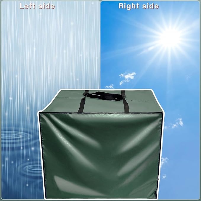 Patelai 4 Pcs 105 Gallon Cushion Cover Storage Bag 32 x 32 x 24'' Outdoor Waterproof Oxford Camping Moving Bag with Zipper Handles for Xmas Tree Ornament Patio Furniture Pillow Packing (Green)