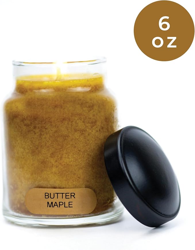 A Cheerful Giver - Butter Maple Baby Scented Glass Jar Candle (6oz) with Lid & True to Life Fragrance Made in USA