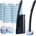 Disposable Toilet Brush with 50 Wand Cleaner Refills Pads，Wall Mounted Toilet Bowl Holder Set，Toilet Cleaning System Starter Kit，Bathroom Cleaning System for Sink Bathtub Wash Basin