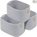 CHAT BLANC Cotton Rope Baskets for Organizing | Storage Baskets for Shelves | Rope Basket for Storage, Small Laundry Baskets, Woven Baskets for Storage, Dog Toy Bin, Baby Basket, Gray 3 Pack