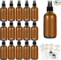 CycleMore 120ml 16Pcs 4oz Amber Glass Spray Bottles with Fine Mist Sprayers, Glass Travel Bottles for Cosmetic Essential Oils Cleaning Solutions Perfumes & More Liquids Ideal for Mother & Friends