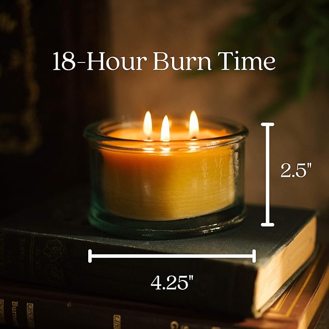 Bluecorn Beeswax 3-Wick Candle, 100% Pure Bees Wax, Vanilla Scented, Paraffin & Soy Free Candle Wax, Clean Burning, Long Lasting, Gifts for Women & Men, American Made, 10 Oz