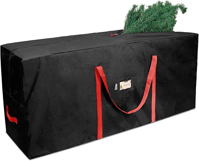 Christmas Tree Storage Bag 7.5 ft, Fits Up to 7 Foot Artificial Trees, 600D Oxford Tear-proof Xmas Tree Bag, Reinforced Handles & Zippered & Durable, Holiday Decoration Storage Bags, Black