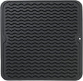 MicoYang Silicone Dish Drying Mat for Multiple Usage,Easy clean,Eco-friendly,Heat-resistant Silicone Mat for Kitchen Counter or Sink,Refrigerator or Drawer liner Black M 12 inches x 12 inches
