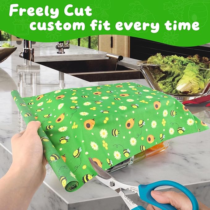 Beeswax Food Wraps,13x39 Inch Honeycomb Bread Wrap Eco-Friendly Reusable Bread Storage Bags Kitchen Food Storage Organic Beeswax Plastic Wrap