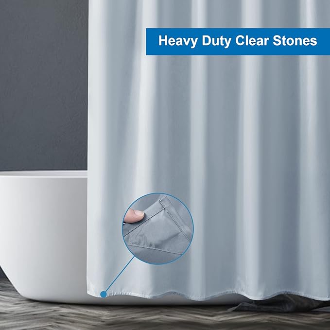 Amazer Light Gray Shower Curtain Liner, Light Gray Fabric Shower Liner, 2-in-1 Bathroom Shower Curtain and Liner, 12 Grommet Holes, Water Proof, Machine Washable, Hotel Quality, 72 x 72 Inches