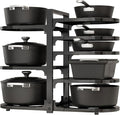Fovkdcvw Adjustable Heavy Duty Pots and Pans Organizer Under Cabinet, 8-Tier Pot and Pan Organizers Inside Cabinet, Kitchen Cabinet Organizers and Storage, Black