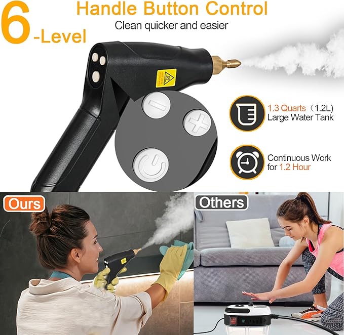 Handheld Steam Cleaner, 2500W High Pressure Multi-Surface Steam Cleaner for Home Use, Car Steamer For Cleaning Auto Detailing Kitchen Floors Tools