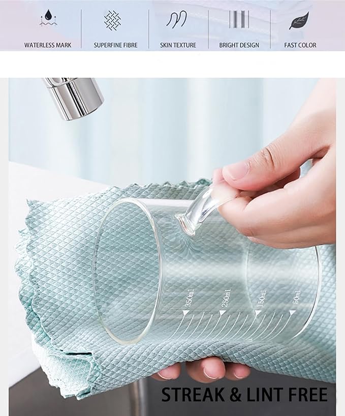 Fish Scale Microfiber Cleaning Cloth Steak Free Glass Window,Car,Mirror,Screen,Windshield, Lint-Free Shower Stainless Steel Cleaner Cloths, Drying Polishing Dish Kitchen Towels, 8, Pink, Blue, Grey