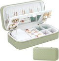 DesignSter Jewelry Organizer, Small Portable Travel Jewelry Storage for Women, Woven Embossed PU Jewelry Case with Mirror for Ring Earring Necklace Bracelet