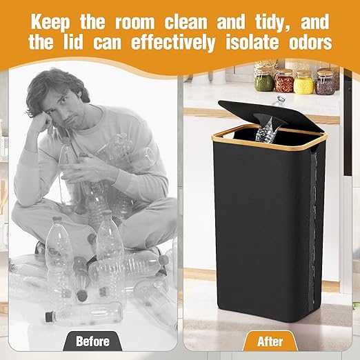 Recycle Trash Can Laundry Hamper with Lid, 100L Large Recycling Bins Laundry Basket Clothes Hamper, 26 Gallon Indoor Recycle Bin with 2 Reusable Inner Bag Bottle Cans Waste Plastice Glass