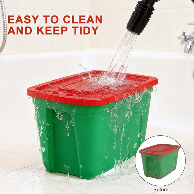 4-Pack Christmas Storage Totes with Lids - Made in USA 18-Gallon(72-Quart)Red Storage Bins,Holiday Organizer,Plastic Stackable Large Storage Boxes for Home,Office,Garage,Basement Red/Green