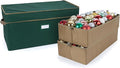 Covermates Keepsakes Adjustable Ornament Storage Box – Heavy-Duty Polyester, Padded Dividers & FlexGrid Trays – Protective Holiday Organizer with Stackable Walls & Label Window, Green
