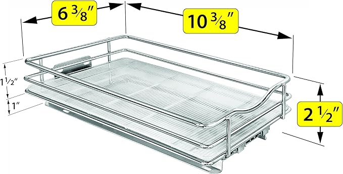 LYNK PROFESSIONAL® Pull Out Spice Rack Organizer for Inside Kitchen Cabinets - 6-3/8 inch Wide - Slide Out Drawer – Chrome Sliding Spice Cabinet Organization Shelf Racks - 1 Tier