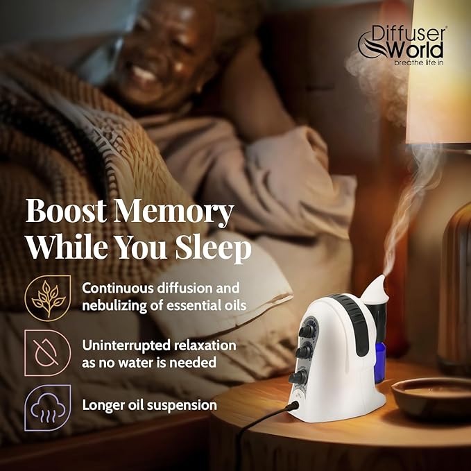 1000 Sq Ft Waterless Diffuser for Essential Oils, Made in USA Black Waterless Aroma Atomizer for Large Room Fragrance, Home Scent Machine, Air Aromatherapy Holiday