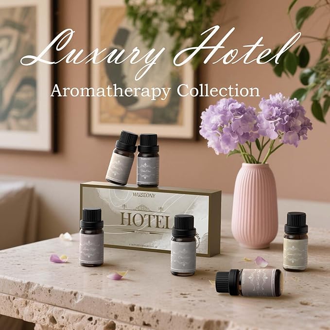 Hotel Diffuser Oils Gift Set, Aromatherapy Essential Oil Set, Luxury Hotel Scents for Diffuser for Home – White Tea & Thyme, Jasmine & Mint, Citrus Amber, Luxury Night, Dreamy Den, Urban Oasis