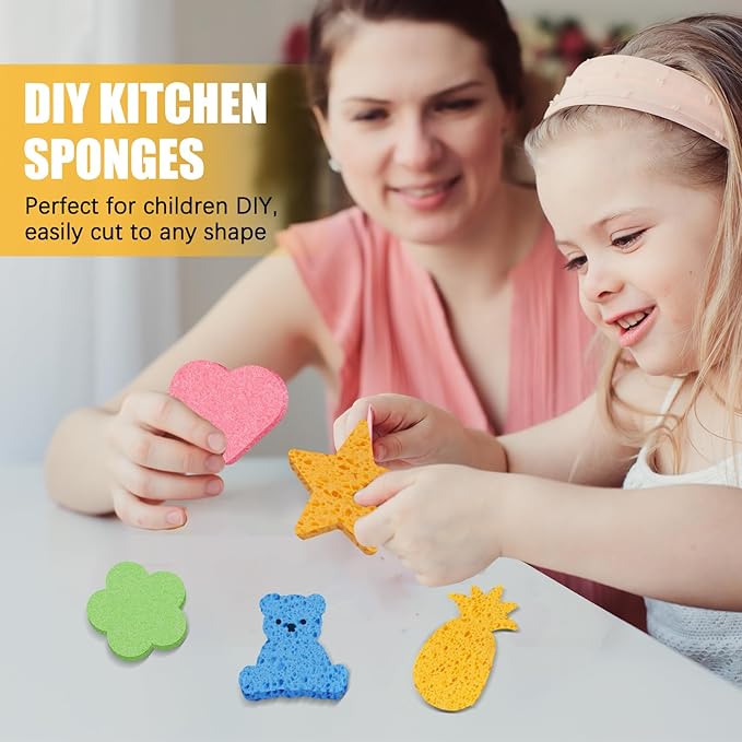 JOHOKAKITI Kitchen Sponges, 12-Count Cellulose Sponges, Durable Dish Sponge for Cleaning, Cleaning Scrub Colored Sponge, Multiple Use for Dishes Washing, Compressed Packaging