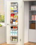 VyGrow 12.3" W Narrow Over the Door Pantry Organizer, 8-Tier Over the Door Organizer with Adjustable Basket, Pantry Door Organization for Pantry Kitchen Storage Room Spice Rack, White