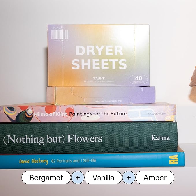 DedCool Dryer Sheets | 01 Taunt | 40 Count | Non-Toxic, Vegan Fabric Softener Sheets | Bergamot, Vanilla & Amber Scent | Gentle on Sensitive Skin | Softens & Freshens | Premium Laundry Supplies