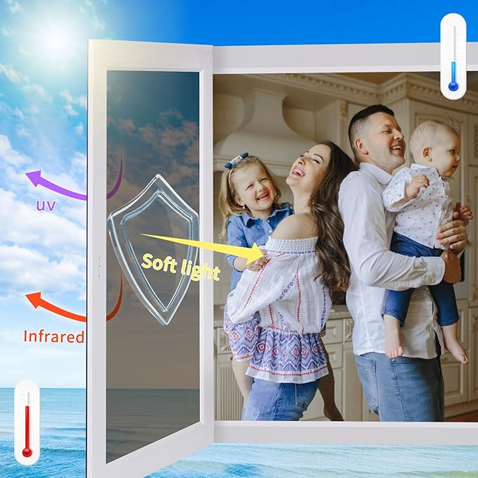 Window Privacy Film One Way Daytime Mirror Tint Treatments UV Heat Control Vinyl Stickers Sun Block Glass Paper Door Covering Reflective 35.4 Inch x 6.5 Feet Brown Silver