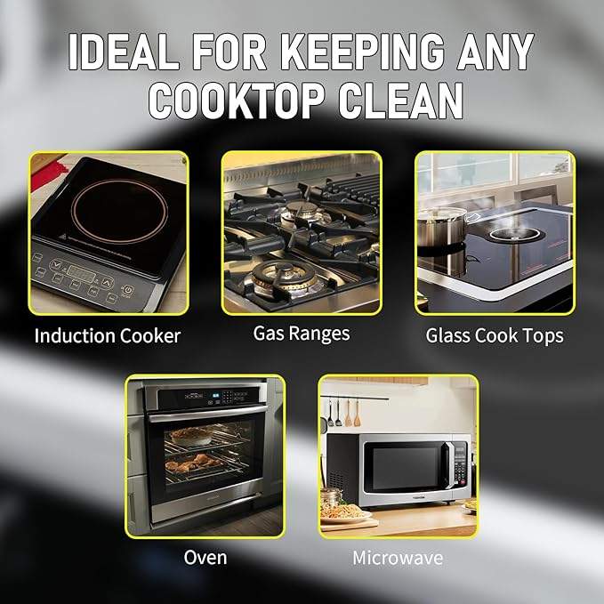 Cooktop Cleaner Kit,35 oz Glass Top Stove Cleaner and Polish,Stove Top Cleaner Kit with Scraper,Scrubbing Pad,Removes Tough Stains