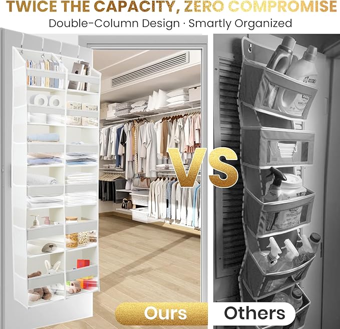 HOMELUX THEORY UPGRADED 6 Tiers Over The Door Organizer Hanging - 100D EXTRA THICK & 50lbs HUGE CAPACITY, 12 Side Mesh Pockets Over The Door Shoe Organizer, Hanging Closet Organizer (Dark Gray, XL)