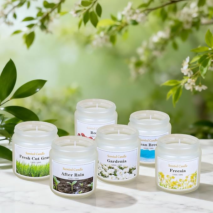 6 Pack Spring Candles for Home Scented, Scented Candles for Women Men, 21oz Natural Soy Wax Candle, Aromatherapy Candle Gifts Set for Birthday, Valentines Day, Anniversary