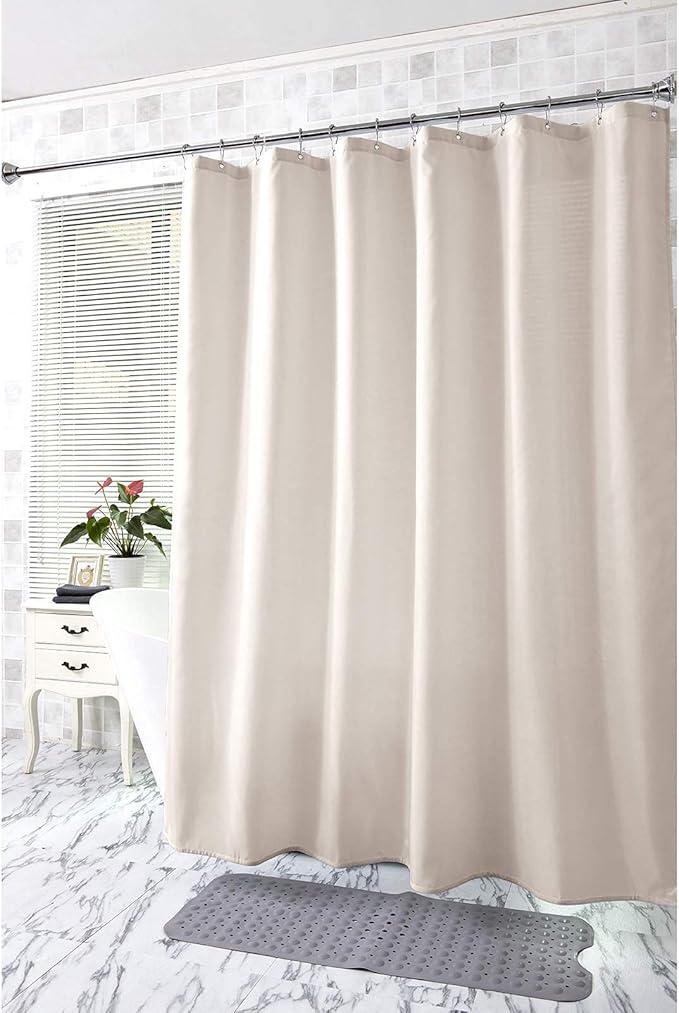 Amazer Khaki Shower Curtain Liner, Khaki Fabric Shower Liner, 2-in-1 Bathroom Shower Curtain and Liner, 12 Grommet Holes, Water Proof, Machine Washable, Hotel Quality, 72 x 72 Inches