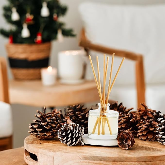 Hillhouse Naturals Reed Diffuser Set - Balsam Fir & Cedar Scent Diffuser - Reed Diffusers for Home with Long Lasting Fragrance – 4 oz Oil – Diffuse Time 4-6 Months – Made in The USA