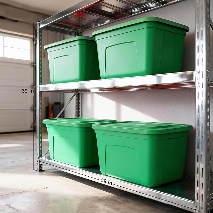 Storage Bins with Lids - Made in USA 18-Gallon (72-Quart) 4-Pack Green Storage Totes with Lids, Plastic Stackable Containers Large Storage Boxes for Home, Bathroom, Office Organization