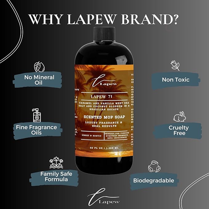 Lapew 71 Scented Mop Soap Concentrate 36 oz | Premium Fragranced Floor Cleaner | Streak-Free | Hard Floor Cleaning Solution | Eco Friendly | Cheirosa 71 Fragrance
