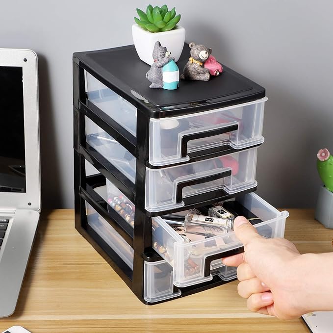 Desktop Storage 4 Drawer Mini Desktop Drawers Plastic Drawer Organizer Storage Container Drawers Cosmetic Makeup Organizer