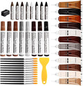 DEWEL Wood Repair Kit 12-Color Repair Paste with Touch-Up Pen & 8-Color Wax Sticks for Floors & Furniture-Fix Scratches, Screw Holes, Peeling Paint, Hide Flaws, Water-Based Repair Pen & Crayon Set