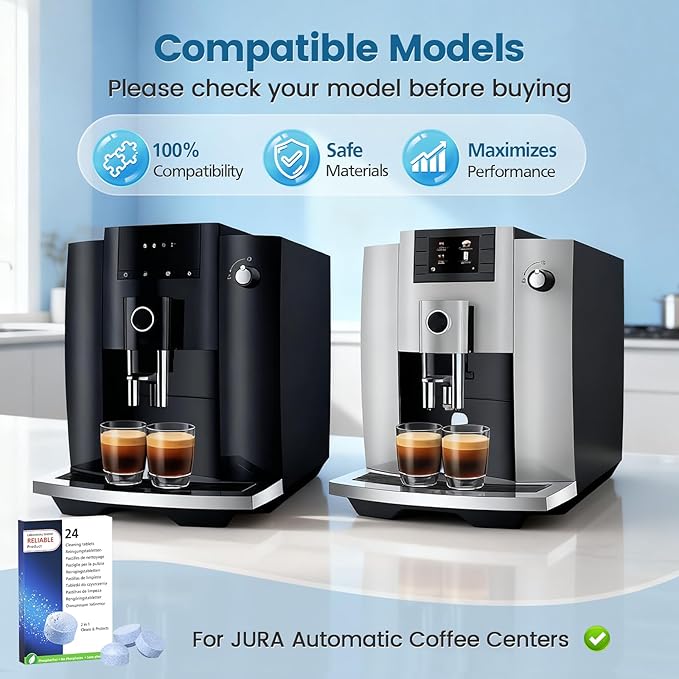 CPLIKE 24 Tablets Coffee Machine Cleaning Tablets Compatible with Jura Automatic Coffee Centers Machines, High Efficiency Cleaning and Longer Life Span, Park# 64308