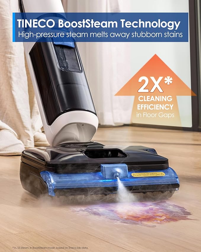 Tineco FLOOR ONE S6 Stretch Steam Corded Wet Dry Vacuum Steam Mop All-in-One, Tineco BoostSteam, 320℉ High-temp Steam Cleaning, 180° Lay-Flat, Anti-Tangle Design, One-Touch Self-Cleaning