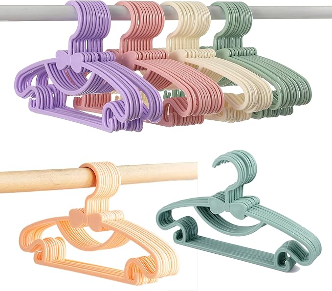 YYaaloa 60pcs Kids Clothes Hangers - Baby and Children's Plastic Infant Hangers - Very Durable for Toddlers (Style2 6 Colors)