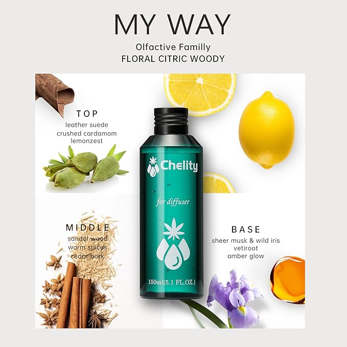 Chelity My Way Diffuser Oil, Luxury Hotel Collection Fragrance Oil Inspired by The Hotel Miami Scent, for Ultrasonic & Waterless Diffusers (5.1, My Way)