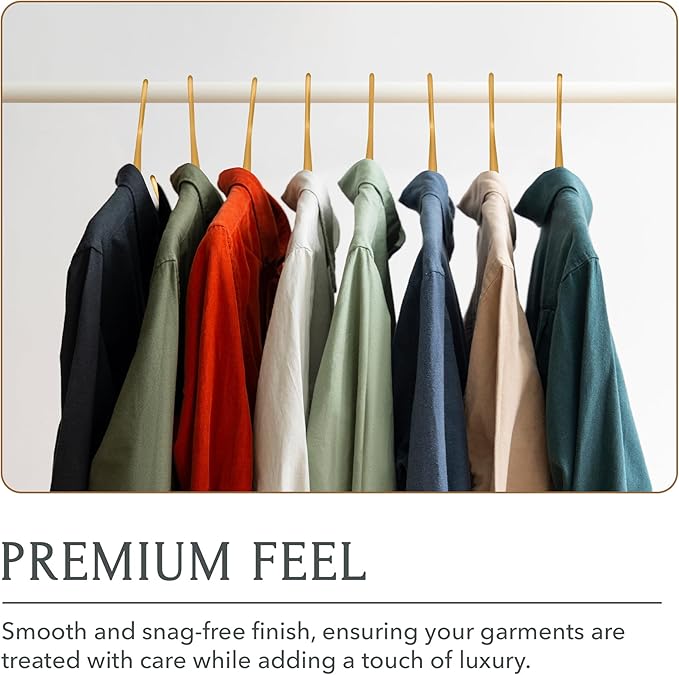 Gold Hangers for Clothes - 17-Inch Matte Gold Metal Hangers for Coats, Jackets, Shirts, Pants, Clothing - Thick, Heavy-Duty Aluminum - Luxury Aesthetic for Closet or Boutique - 5-Pack