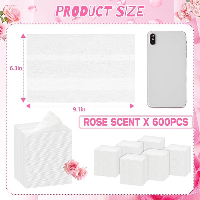 Heigble 600 Count Dryer Sheets Bulk Fabric Softener Rose Scent Dryer Sheets Naturally Softens and Removes Static Cling, Ideal for Large Households, Sensitive Skin