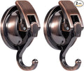 Suction Cup Hooks for Shower, Bathroom, Kitchen, Glass Door, Mirror, Tile – Loofah, Towel, Coat, Bath Robe Hook Holder for Hanging – Waterproof Wreath Hanger (2, Red Bronze)