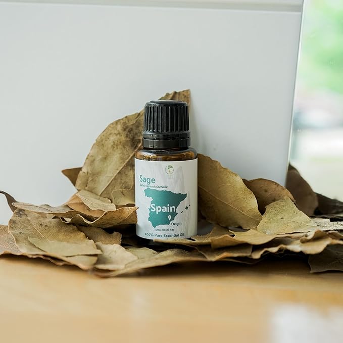Sage Essential Oil - Direct from Essential Oils SL Spain - Steam Distilled - Aceite Esencial de Salvia for Aromatherapy, Massage, Diffuser, DIY Candle and Soap Making - 2lbs