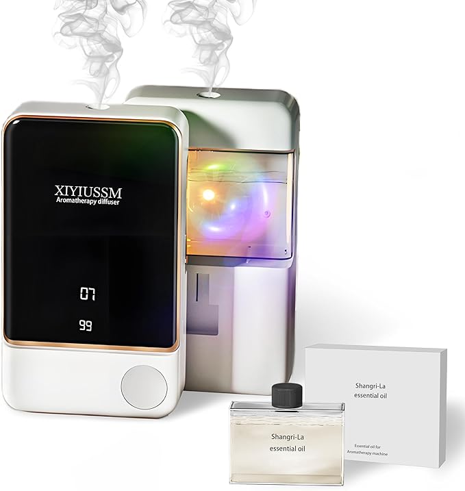 Waterless Essential Oil Diffuser for Home & Office Cordless Battery Operated Aroma Diffuser with 7 Mist Levels, Ultrasonic Air Freshener for Large Rooms Bedroom Bathroom Car Small & Portable