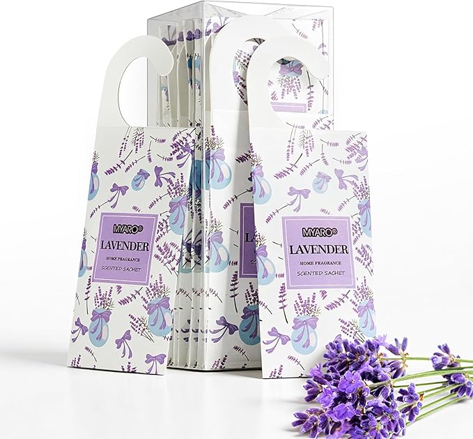 MYARO 12 Packs Lavender Hanging Closet Air Freshener Long Lasting Drawer Deodorizer Smell Good Potpourri Scented Sachet for Home House